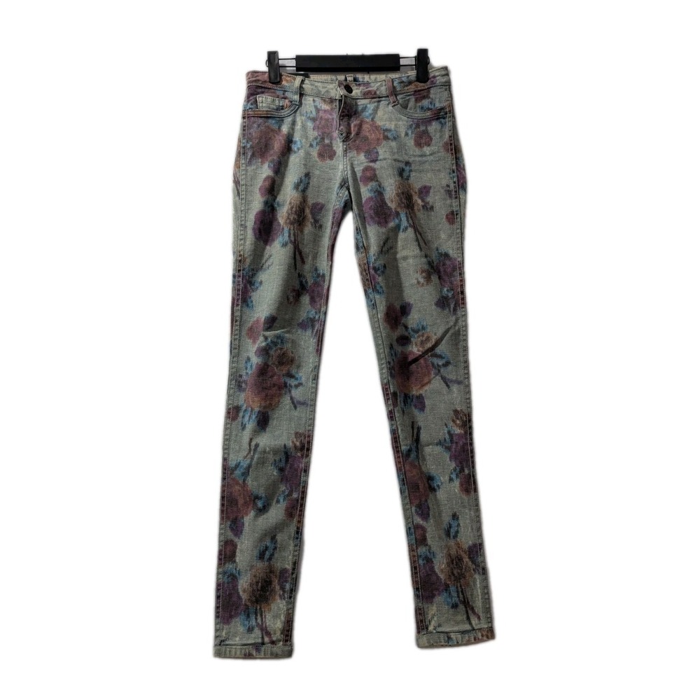Express Reversible Jean Leggings Floral Print‎ / Acid Wash Size 2R Skinny Fit